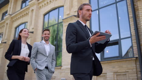 business people walking to office