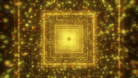 abstract 3d tunnel of glowing gold squares