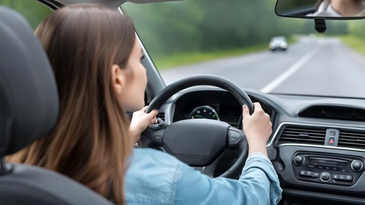 Donna guida auto