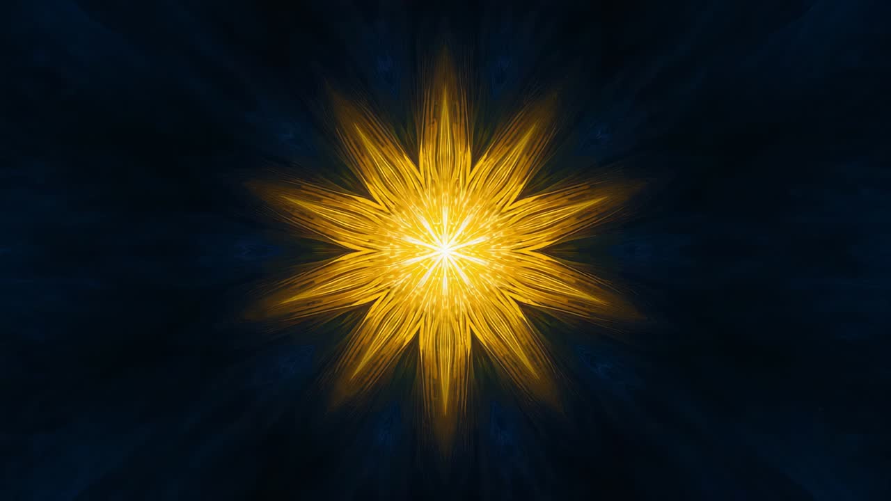 Stella dorata in espansione che segue l'inizio dispiegando fili che rivelano il nucleo interno su una nebulosa oscura