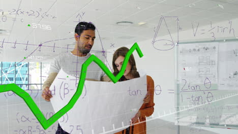 Animación-De-Ecuaciones-Matemáticas-Y-Procesamiento-De-Datos-Financieros-Sobre-Diversos-Arquitectos