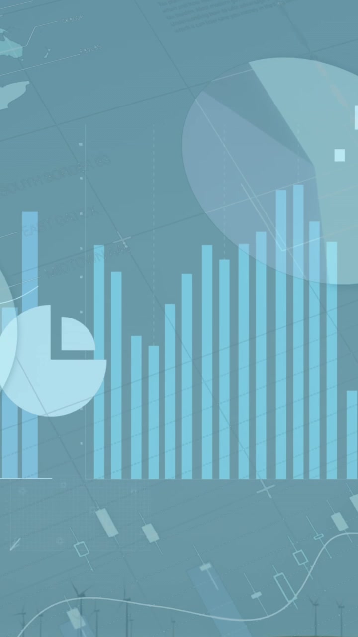 Animation of statistics and data processing over wind turbines