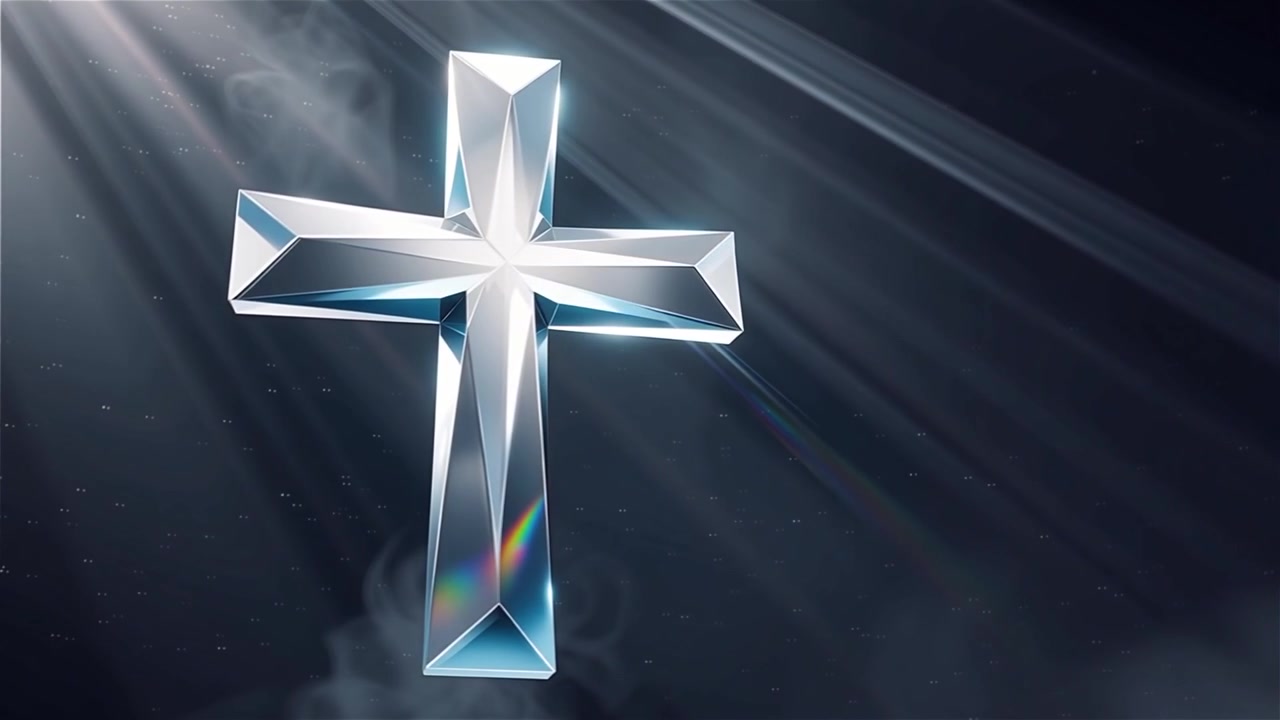 Croce Cristiana Luce Celestiale Sfondo per il Culto.