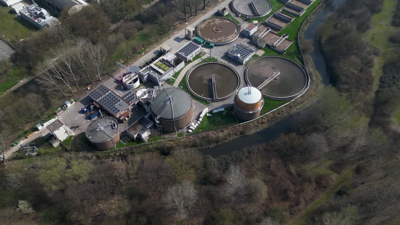 Drone aerial of a large industrial water processing complex