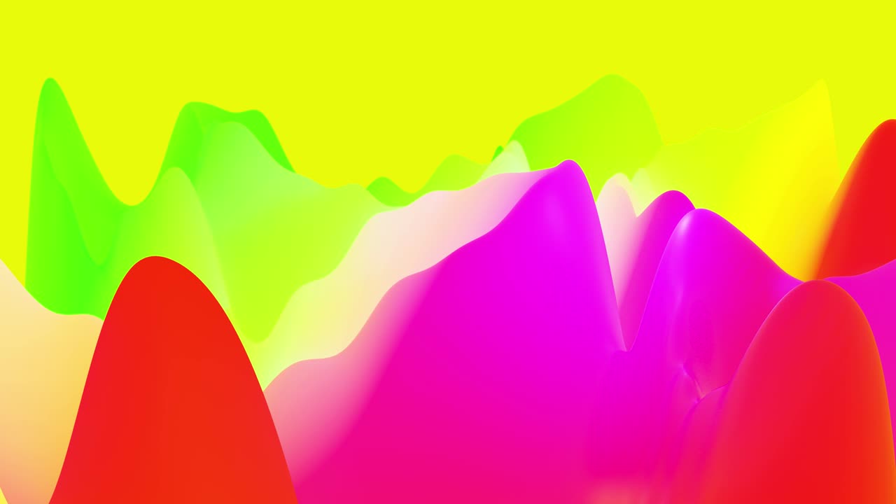 4k abstracto en bucle fondo fantástico, gradiente líquido de pintura con brillo interno forma colinas o picos que cambian suavemente en el ciclo. hermosas transiciones de color arco iris.