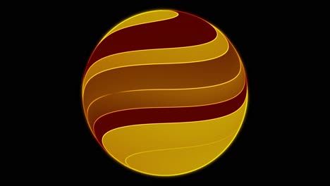 yellow organic pattern moving on a sphere shape in a continuous loop