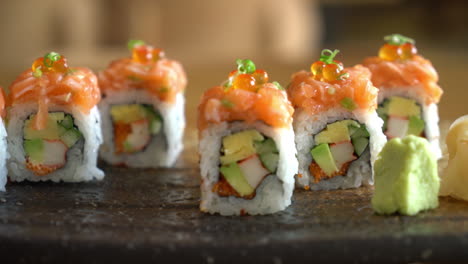 sushi roll with salmon - japanese food style