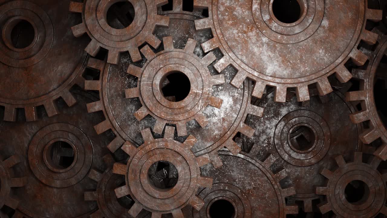 video de fondo industrial con engranajes. animación en 3d.
