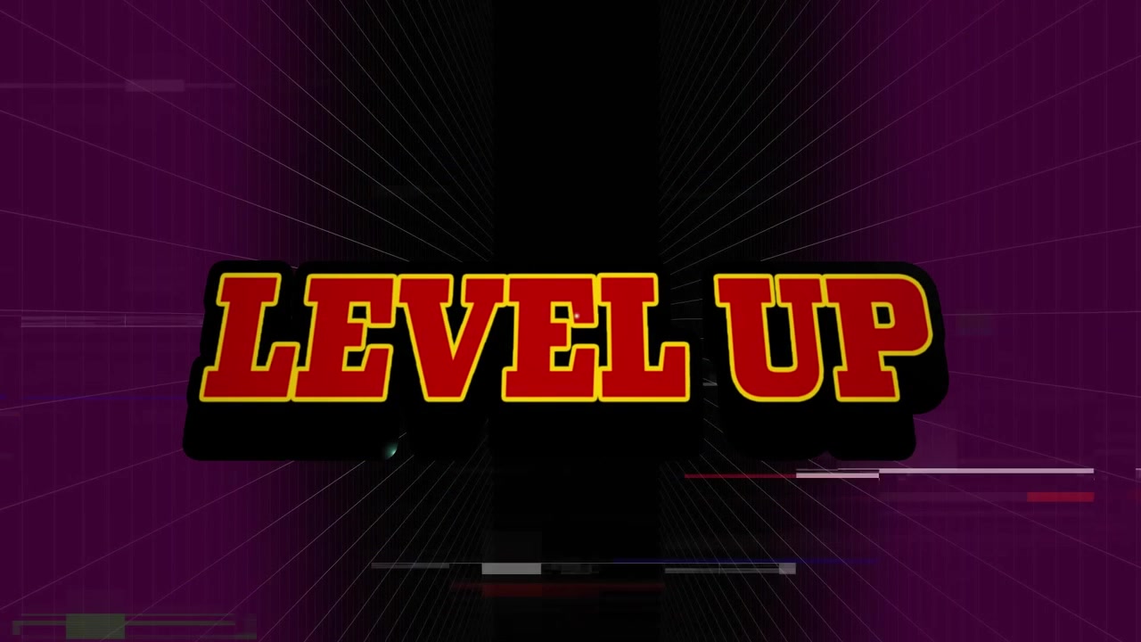 Level Up Gaming Text Animation with Retro Glitch Effects