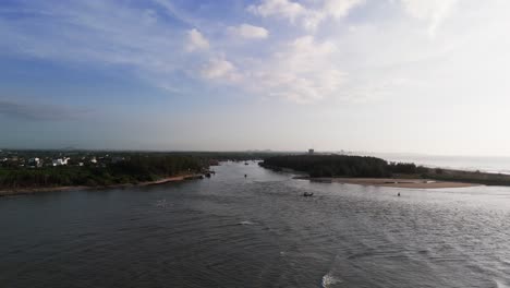 aerial view of fishing boats at vung tau beach.
