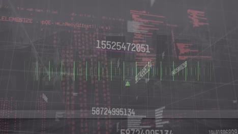 Animation-of-statistical-data-processing-and-changing-numbers-against-aerial-view-of-cityscape