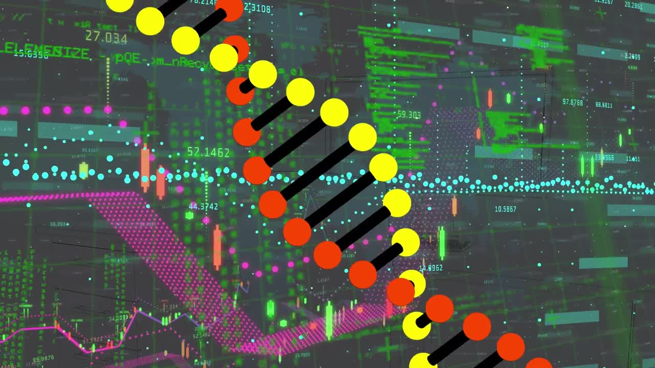 데이터 처리에 대한 dna 가닥의 애니메이션
