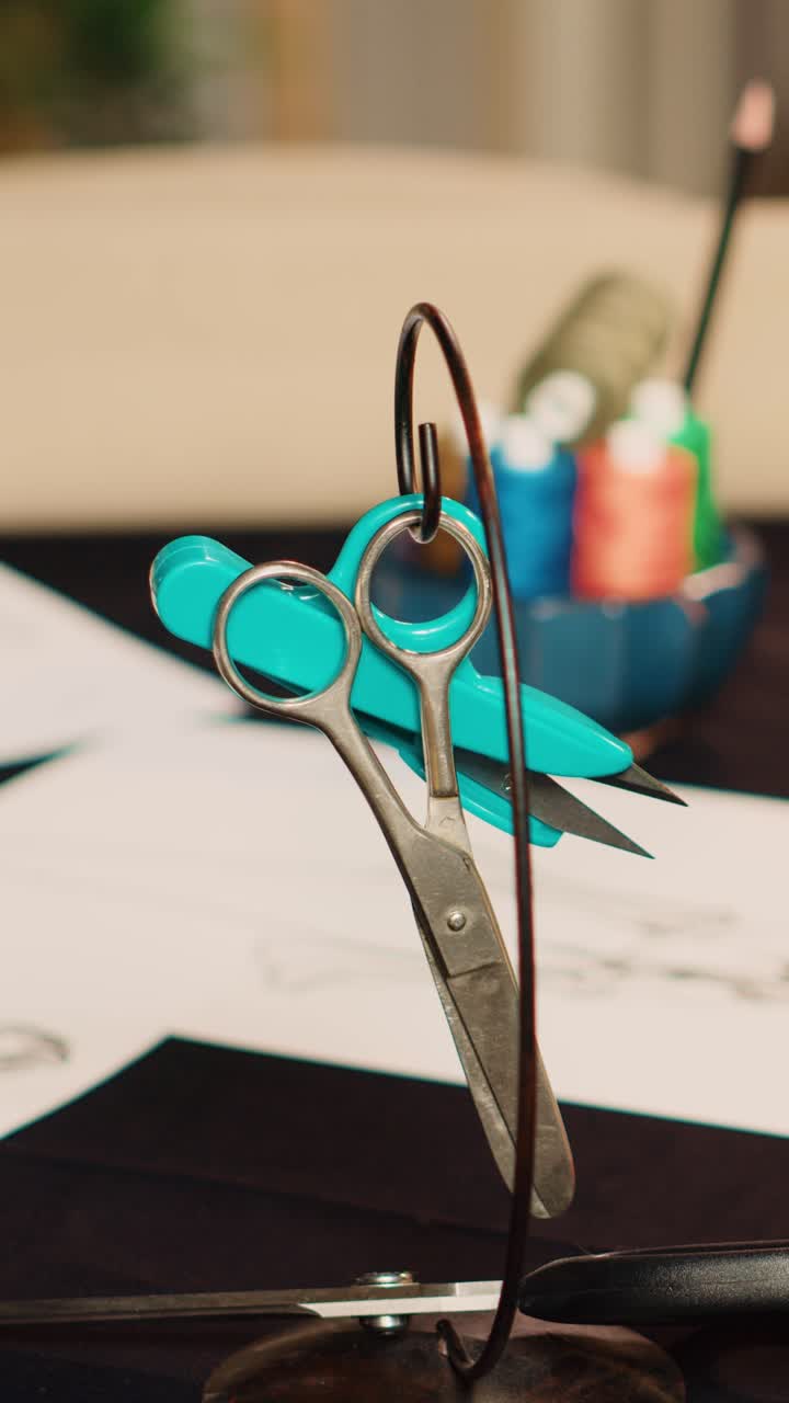 Vertical video Modern sewing shop atelier tools