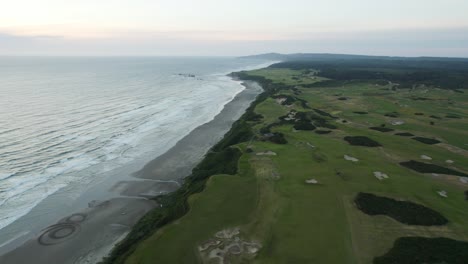Oregon-PNW-Coastline-of-Bandon-Dunes-Golf-Course---Beautiful-Aerial-View