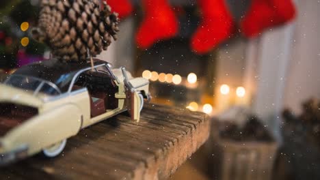 animation of snow falling over christmas scenery