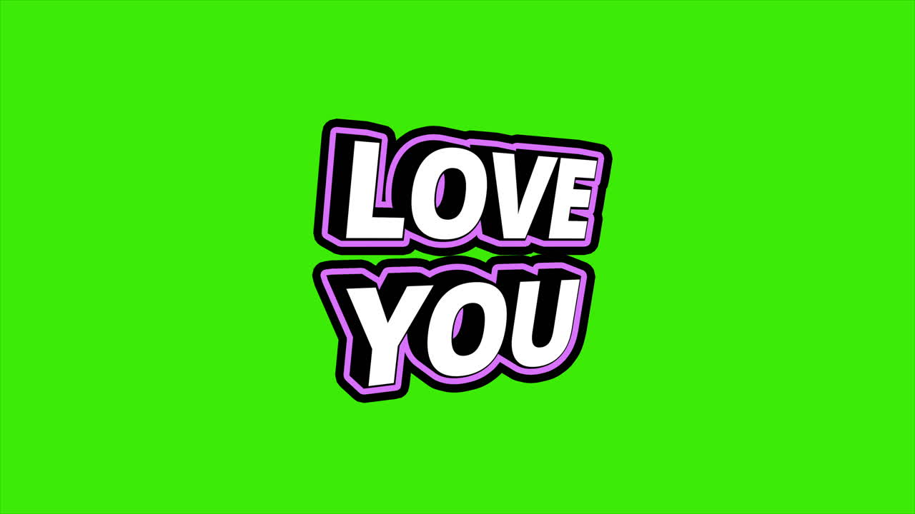 Love you 3D Bouncy Text Animation with rotating letters - green screen
