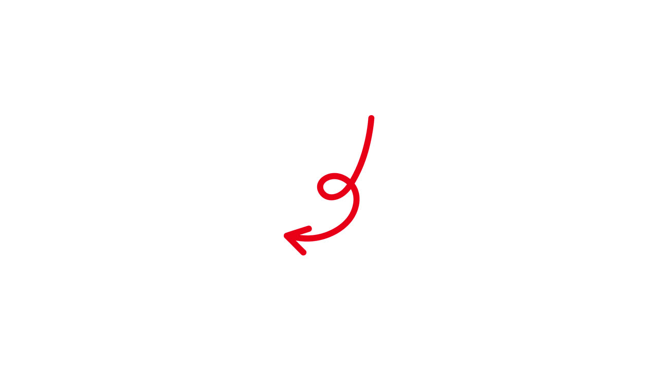 Animated Hand-Drawn Red Spiral Arrow on White Background