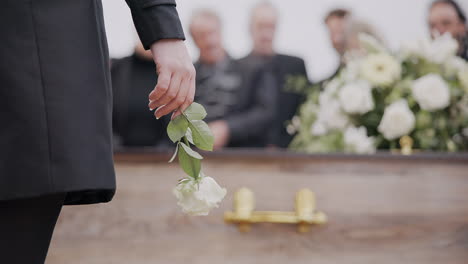 Death,-funeral-and-hand-of-man-with-flower