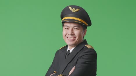 smiling pilot in uniform