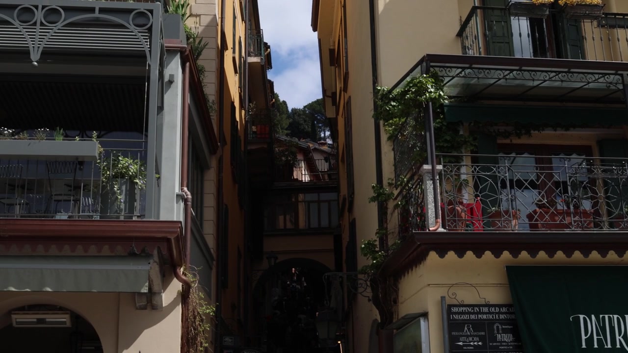Colorful houses with narrow street, traditional Italian architecture