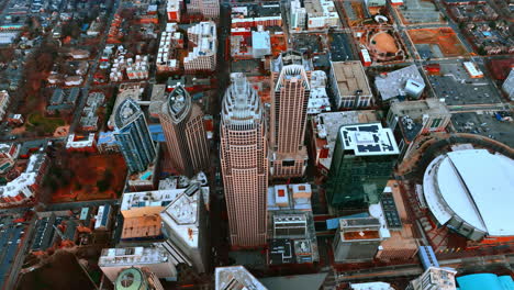 quarters in the downtown of a big modern city. top view above charlotte, nc, usa