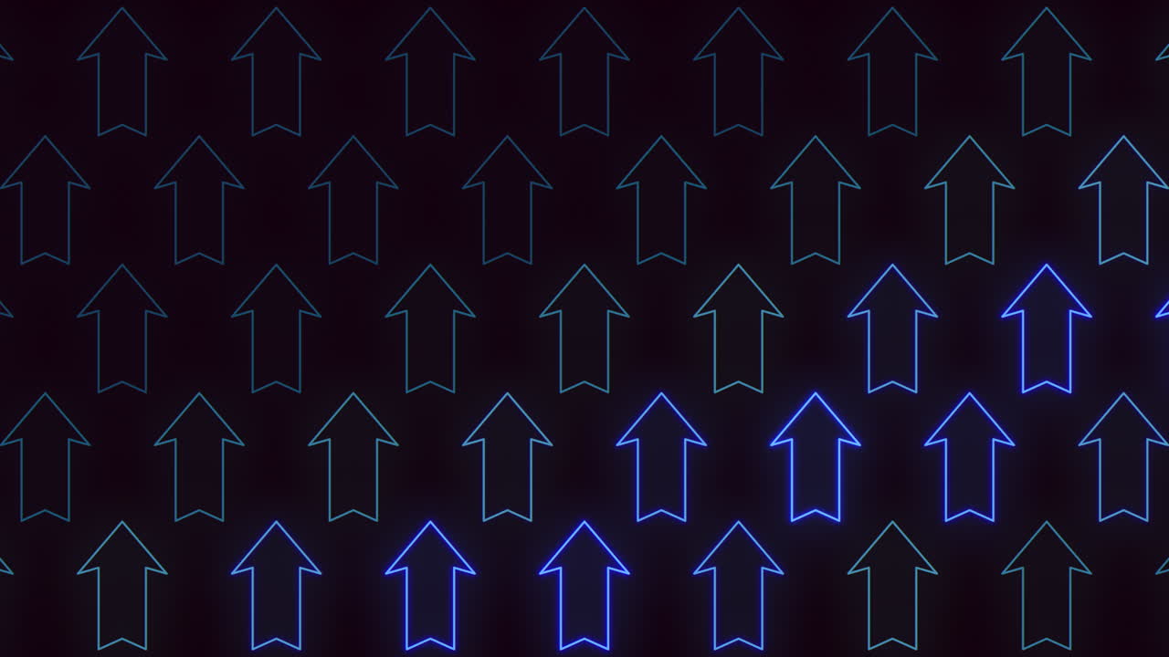 Zigzagging blue arrows on a black background