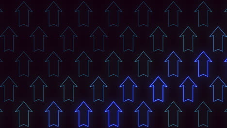 zigzagging blue arrows on a black background