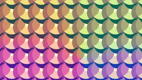 poly art kaleidoscopic hypnotic background. stock animation. abstract parallel rows of circles becoming rotating oval shapes with psyhedelic effect