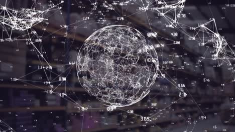 animación de la red de conexiones con el mundo sobre el almacén