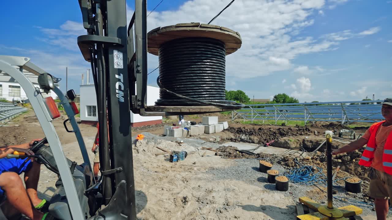 View of construction site. Workers working on the construction site
