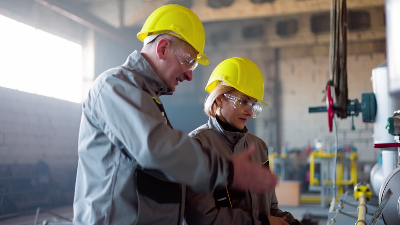 Two co-workers talking at work