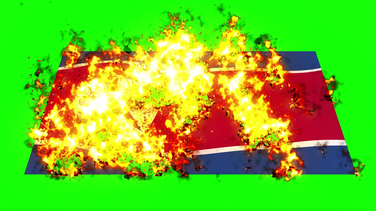 북한의 발이 불타고 있는 애니메이션