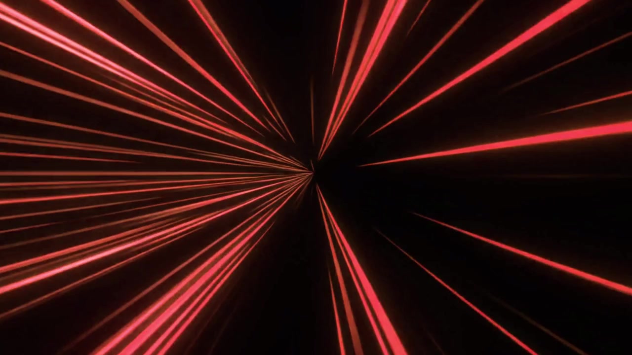 Strisce di luce rossa astratte in rapido movimento nello spazio scuro