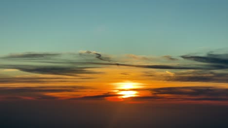 spectacular sunset over the mediterranean sea, recorded from a jet cockpit flying westbound at 11000 metres