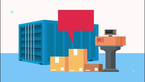 delivery logistic service with container and boxes