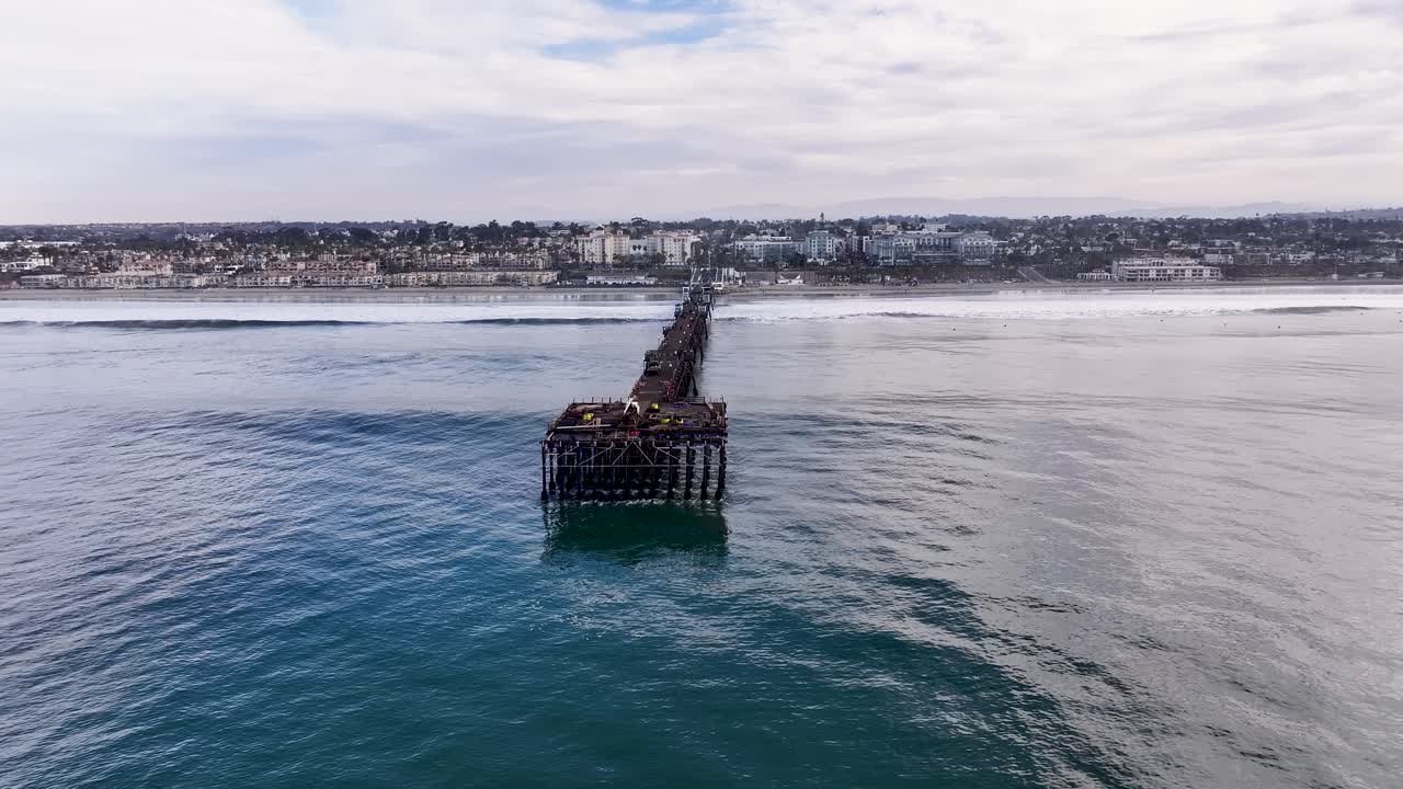 Aerial view of Oceanside Pier during construction