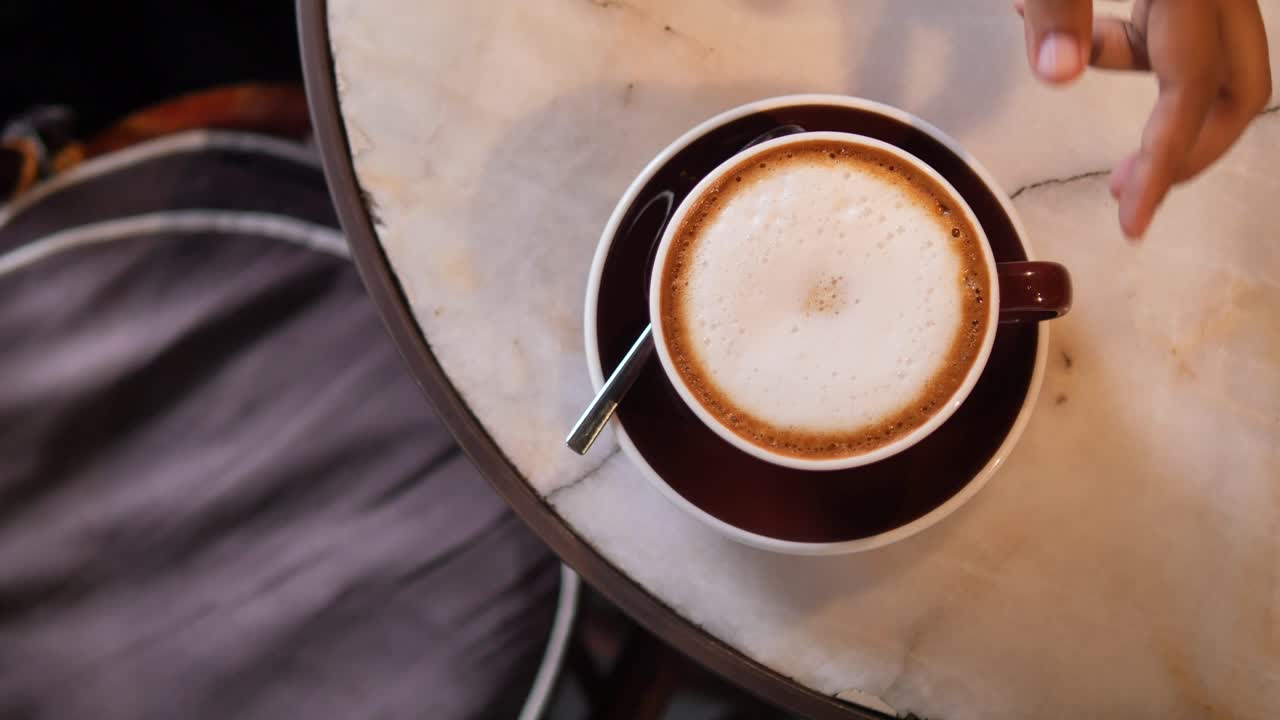 Cappuccino on a marble table