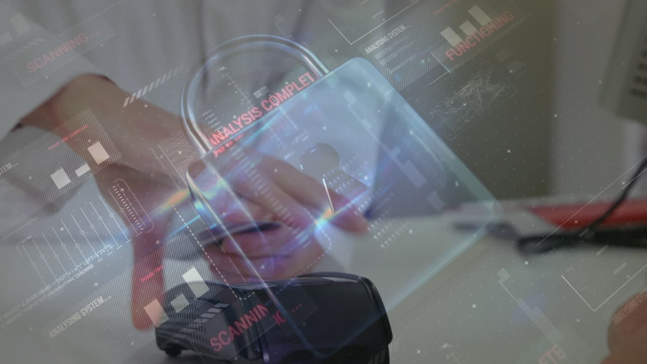 결제 터미널을 사용하는 사람들에 대한 네트워크 보안  ⁇ 락의 애니메이션