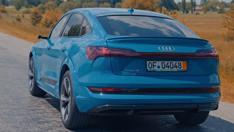 Audi e-tron Sportback Concept four wheel drive electric SUV. Presentation of a new car model