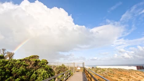 beautiful coastal views with cliffs and rainbow