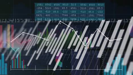 Animation-of-financial-data-processing-on-black-background