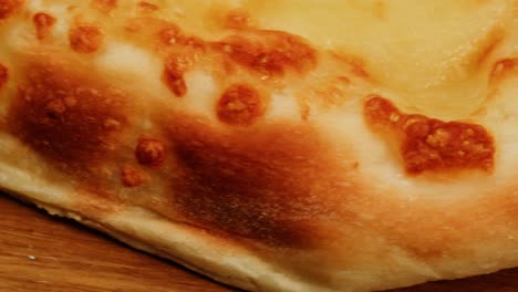 close-up of a cheesy bread