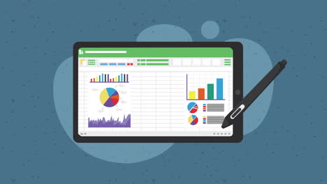 tablet device tech with documents animation