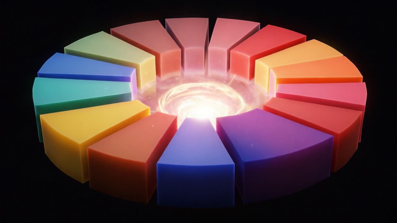 Colorful Circular Design with Central Spiral, Representing a Dynamic Galactic Core in an Abstract Artistic Visualization of Cosmic Energy and Motion