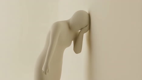 abstract figure leaning against wall in despair