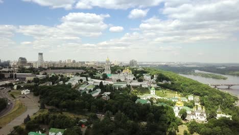 aerial view of kiev-pechersk lavra ukrainian orthodox monastery