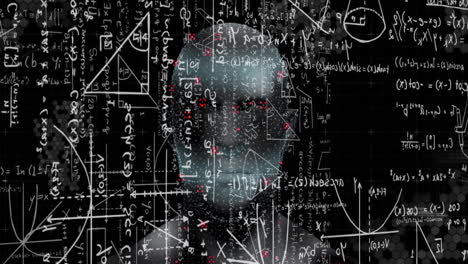 animación del procesamiento de datos matemáticos sobre la cabeza humana