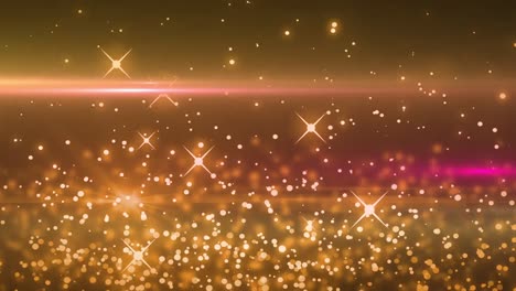 Animation-of-light-spots-and-stars-on-orange-background