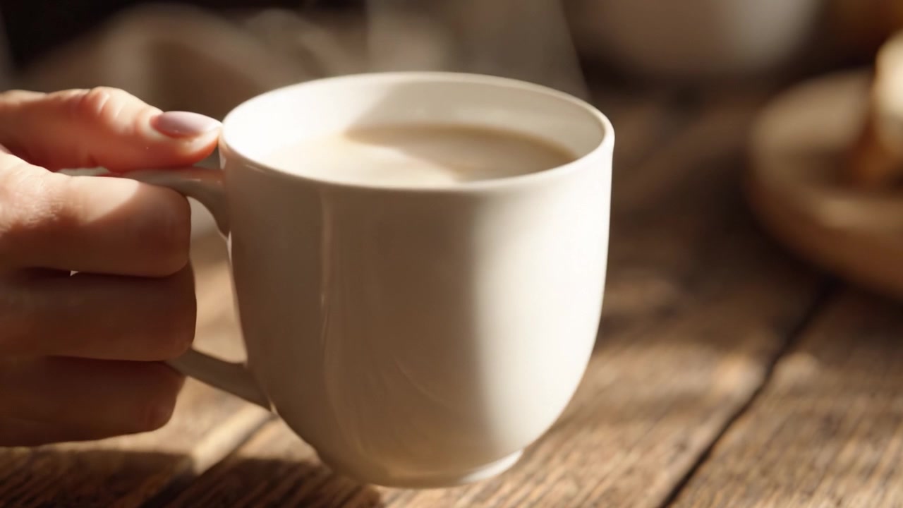 Un Momento Sereno di Piacere: Catturando il Calore e l'Aroma di una Tazza di Caffè Appena Preparato in Luce Naturale, Perfetto per la Riflessione Mattutina