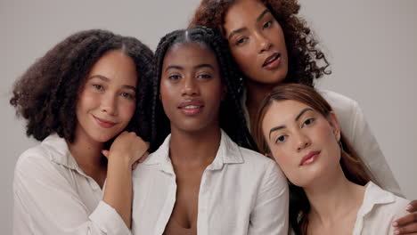 group of diverse women friends smiling together